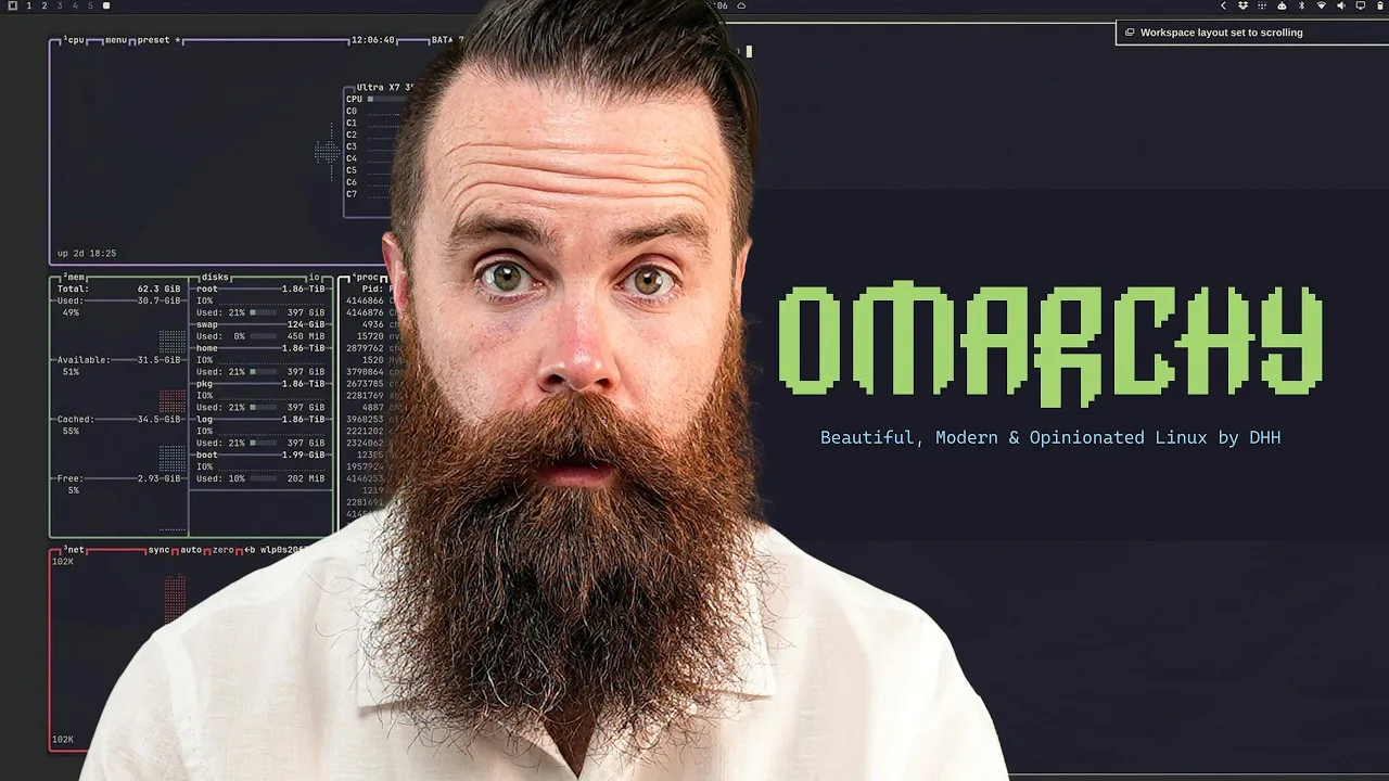 NetworkChuck presenting Omarchy